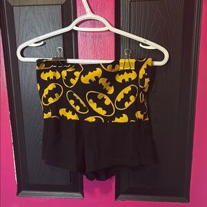 Black and Yellow Batman Print Shorts